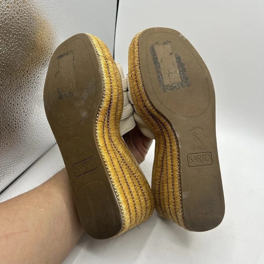 Franco Sarto‎ Women's A-Torino Espadrille Slides Ecru White Platform Size 8.5M